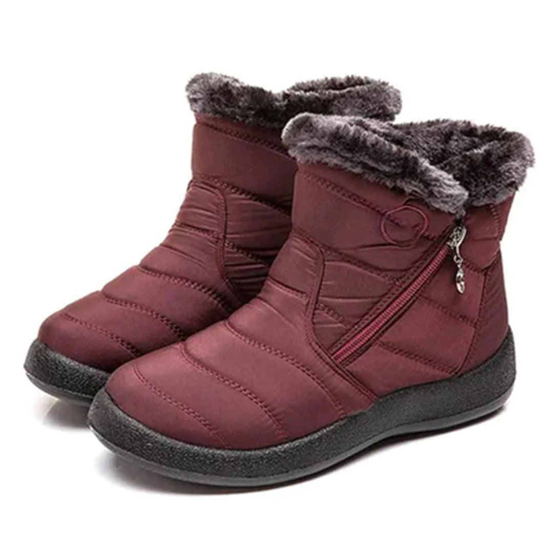 Elena Enkellaarsjes | Dames Quilted Water-Resistant Boots met Imitatiebont en Rits