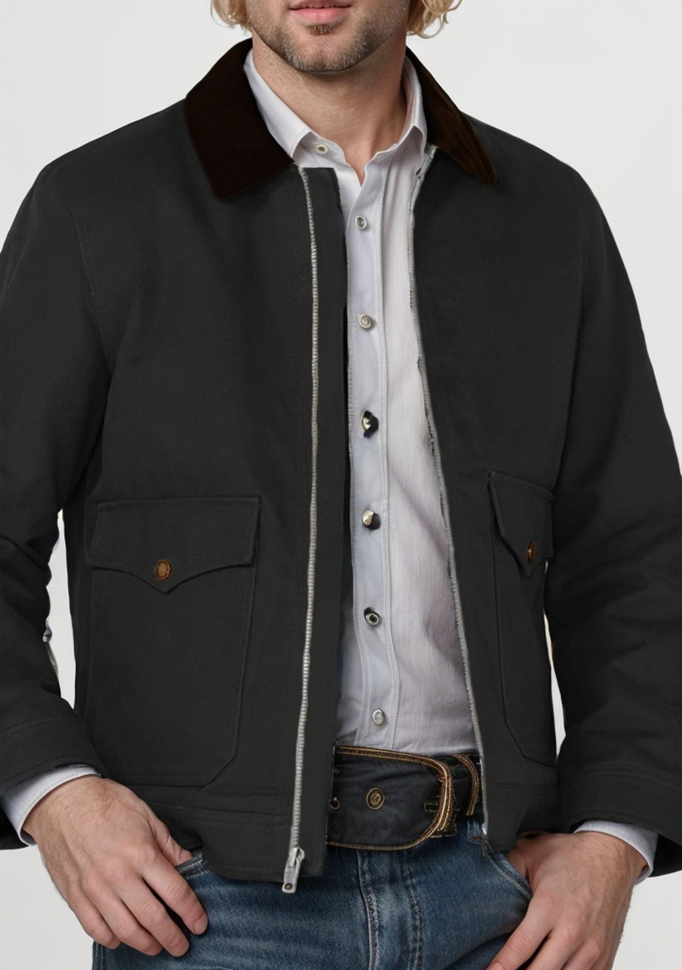 Marco Zip Jacket | Regular Fit Herenjas van Katoenmix met Rits en Flapzakken