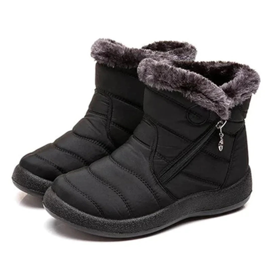 Elena Enkellaarsjes | Dames Quilted Water-Resistant Boots met Imitatiebont en Rits