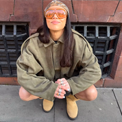 Chiara Oversized suède dames winterjas – beige lichtgewicht jas met luxe uitstraling