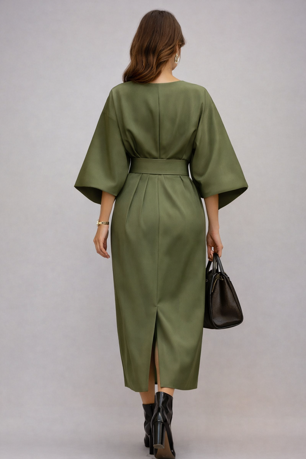 Chiara Elegante | Luxe Midi-Jurk met Ceintuur