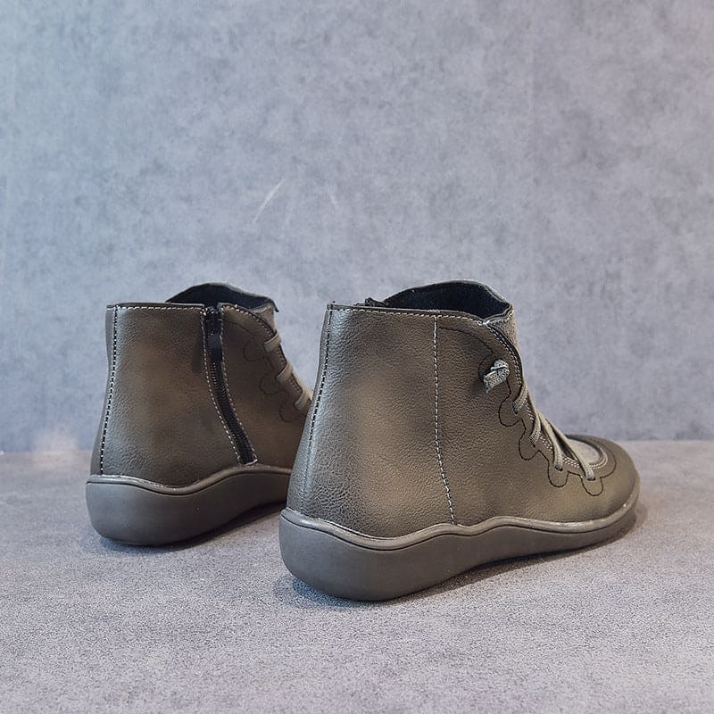 Elisa Laarzen | Warme Dames Enkellaarsjes van PU Leer met Platte Zool