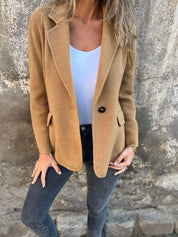 Alice Winterblazer | Elegante Blazer met Afneembare Kraag en Oversized Kragen