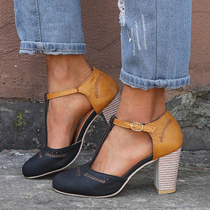 Alycia™ Hakken | Vintage T-Strap Dameshakken met Blokhak en All-Day Comfort