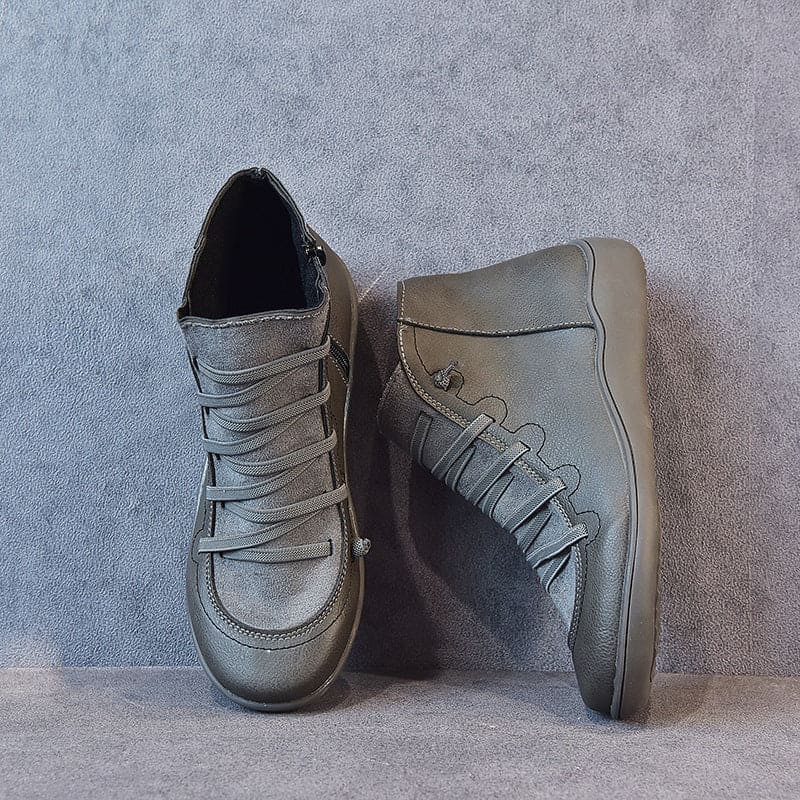 Elisa Laarzen | Warme Dames Enkellaarsjes van PU Leer met Platte Zool