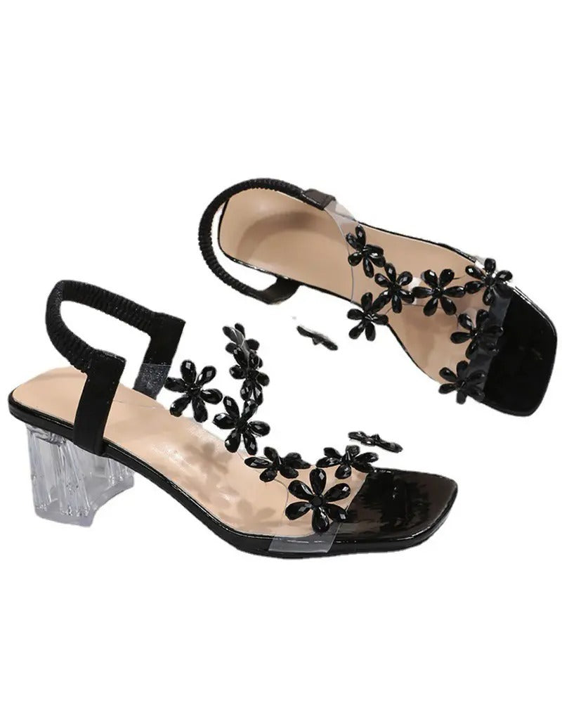 Celina Sandalen | Dameshakken met Strass, Peep Toe en Verstelbare Bandjes