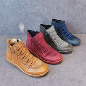 Elisa Laarzen | Warme Dames Enkellaarsjes van PU Leer met Platte Zool