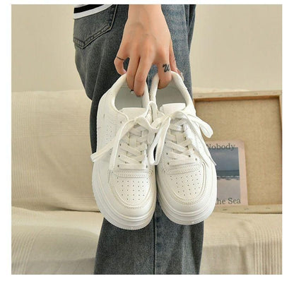 Luna Sneakers | Witte Dames Schoenen met Dikke Zool en Koreaans Design