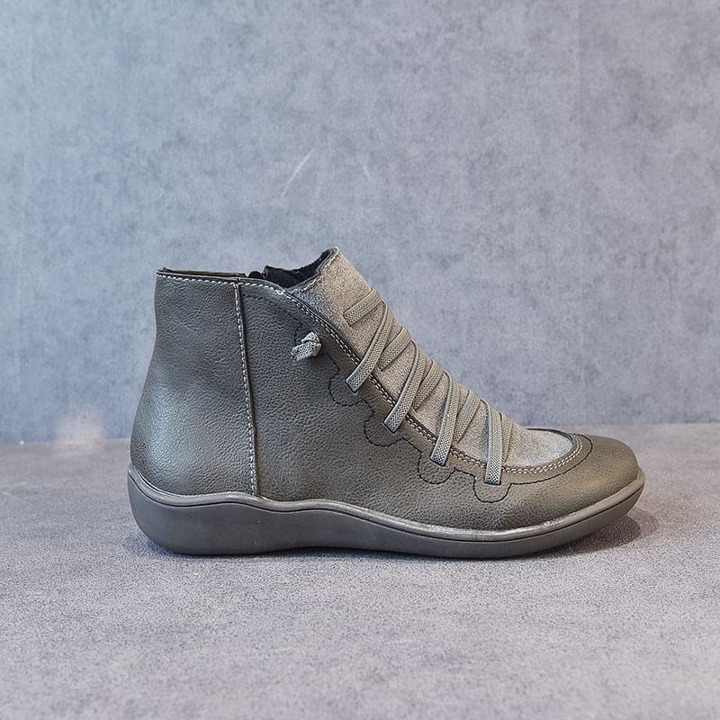 Elisa Laarzen | Warme Dames Enkellaarsjes van PU Leer met Platte Zool