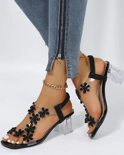 Celina Sandalen | Dameshakken met Strass, Peep Toe en Verstelbare Bandjes