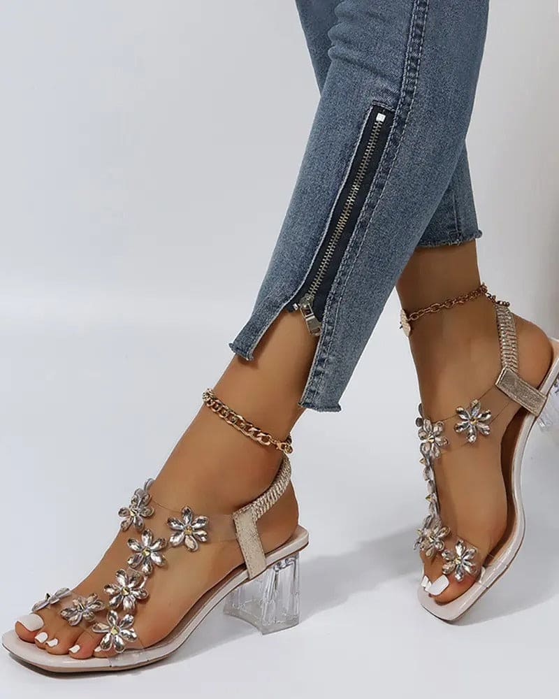 Celina Sandalen | Dameshakken met Strass, Peep Toe en Verstelbare Bandjes