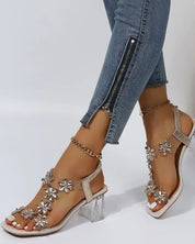 Celina Sandalen | Dameshakken met Strass, Peep Toe en Verstelbare Bandjes