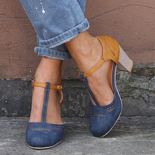 Alycia™ Hakken | Vintage T-Strap Dameshakken met Blokhak en All-Day Comfort