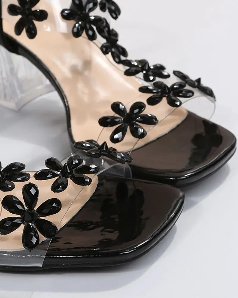 Celina Sandalen | Dameshakken met Strass, Peep Toe en Verstelbare Bandjes