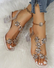 Celina Sandalen | Dameshakken met Strass, Peep Toe en Verstelbare Bandjes