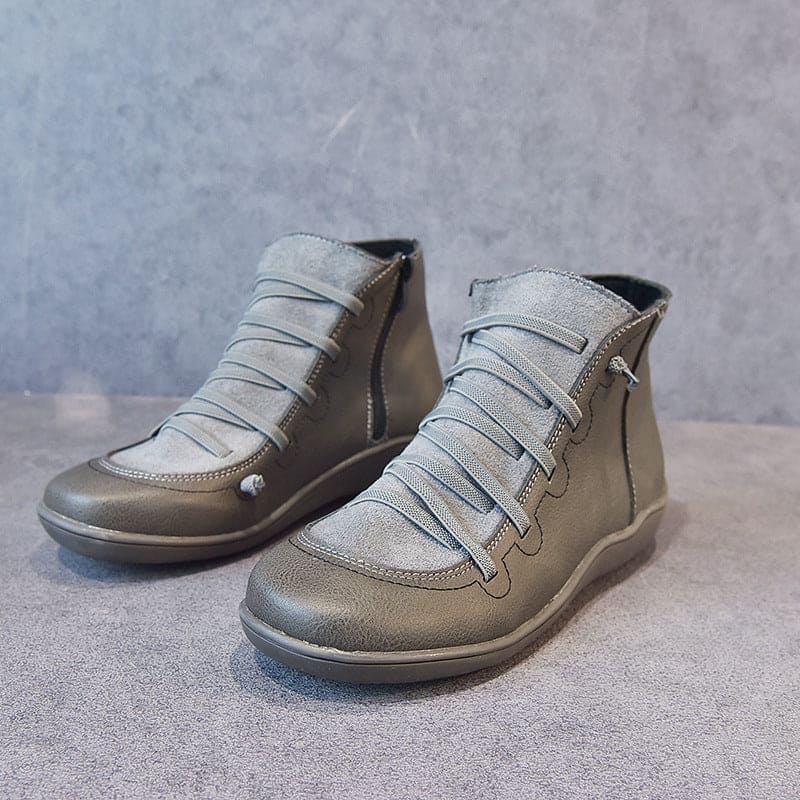 Elisa Laarzen | Warme Dames Enkellaarsjes van PU Leer met Platte Zool