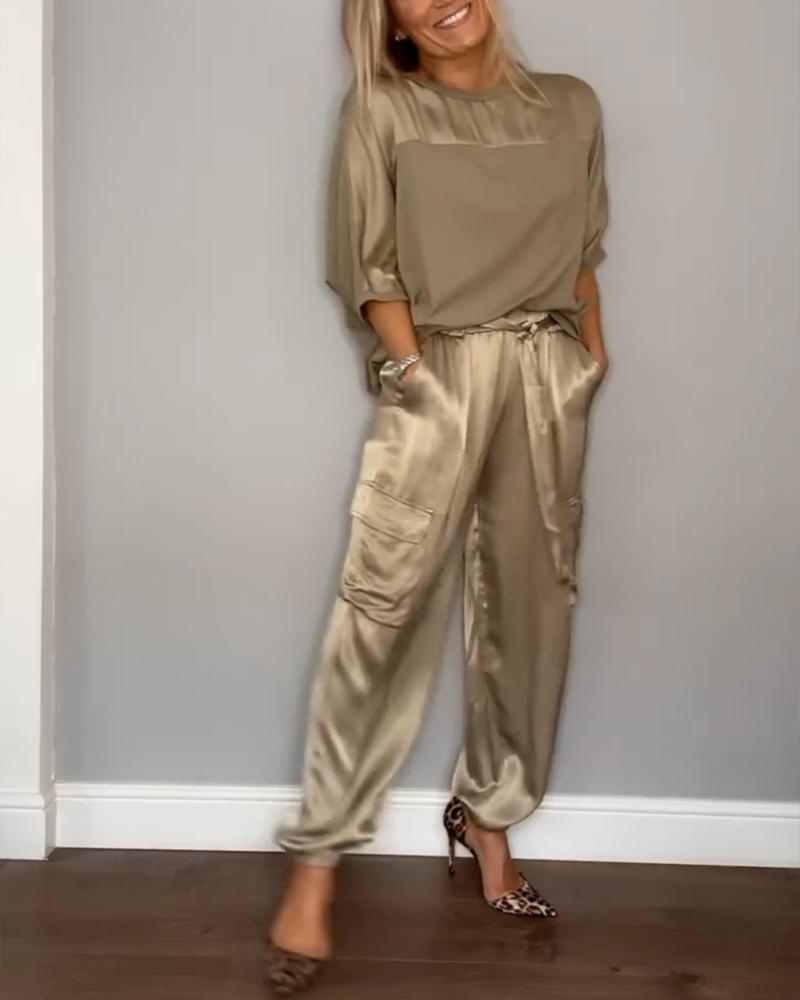Dames Tweedelige Set Oversized Trui en Wide Leg Broek Casual Chic - Goud / Paars / Zwart - Maelen