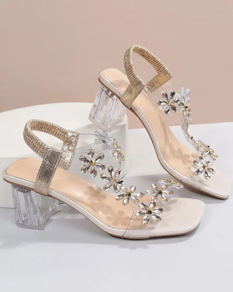 Celina Sandalen | Dameshakken met Strass, Peep Toe en Verstelbare Bandjes