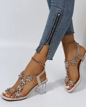 Celina Sandalen | Dameshakken met Strass, Peep Toe en Verstelbare Bandjes