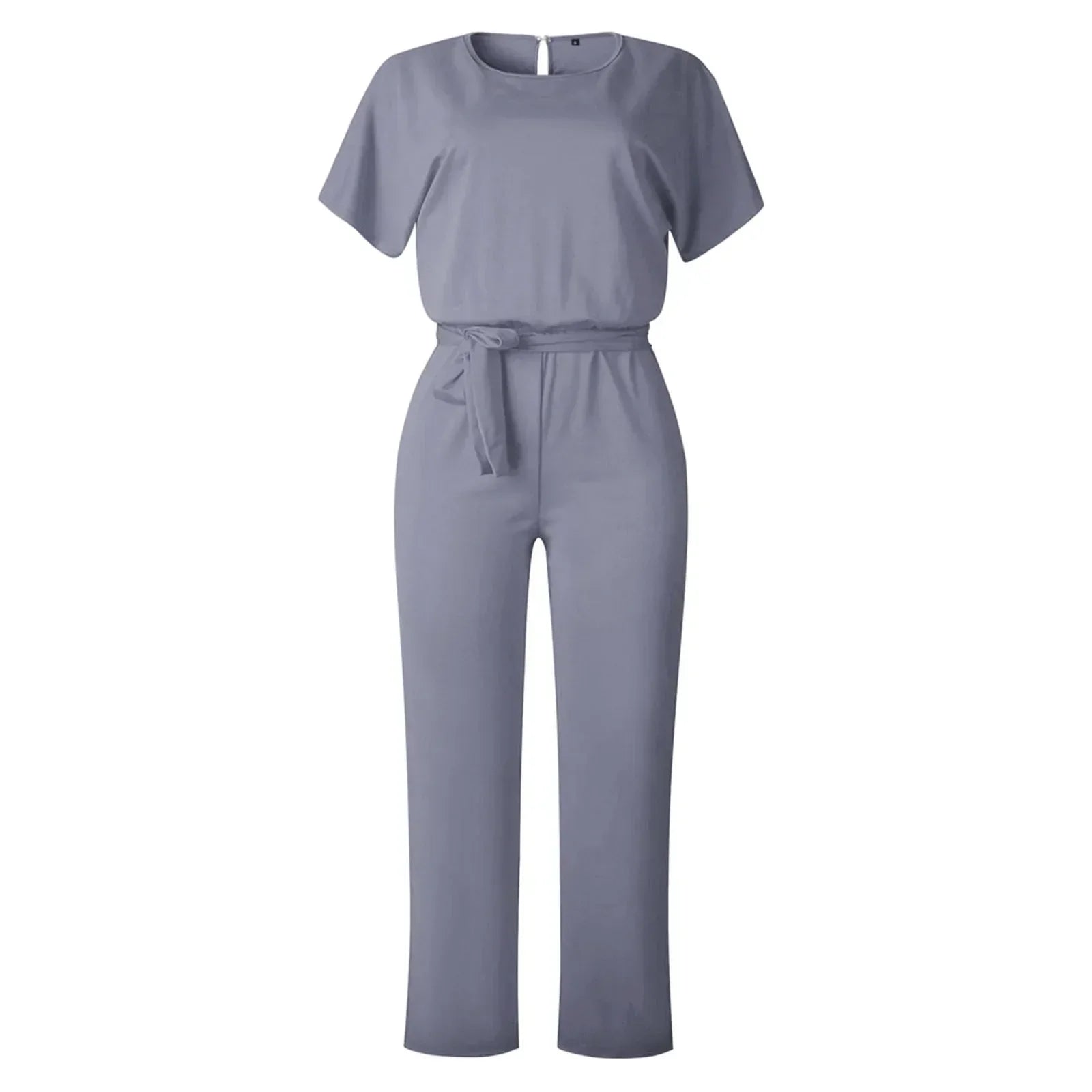 Chiara Jumpsuit | Elegante Damesjumpsuit met Rechte Pijpen, Vetersluiting en Ronde Hals