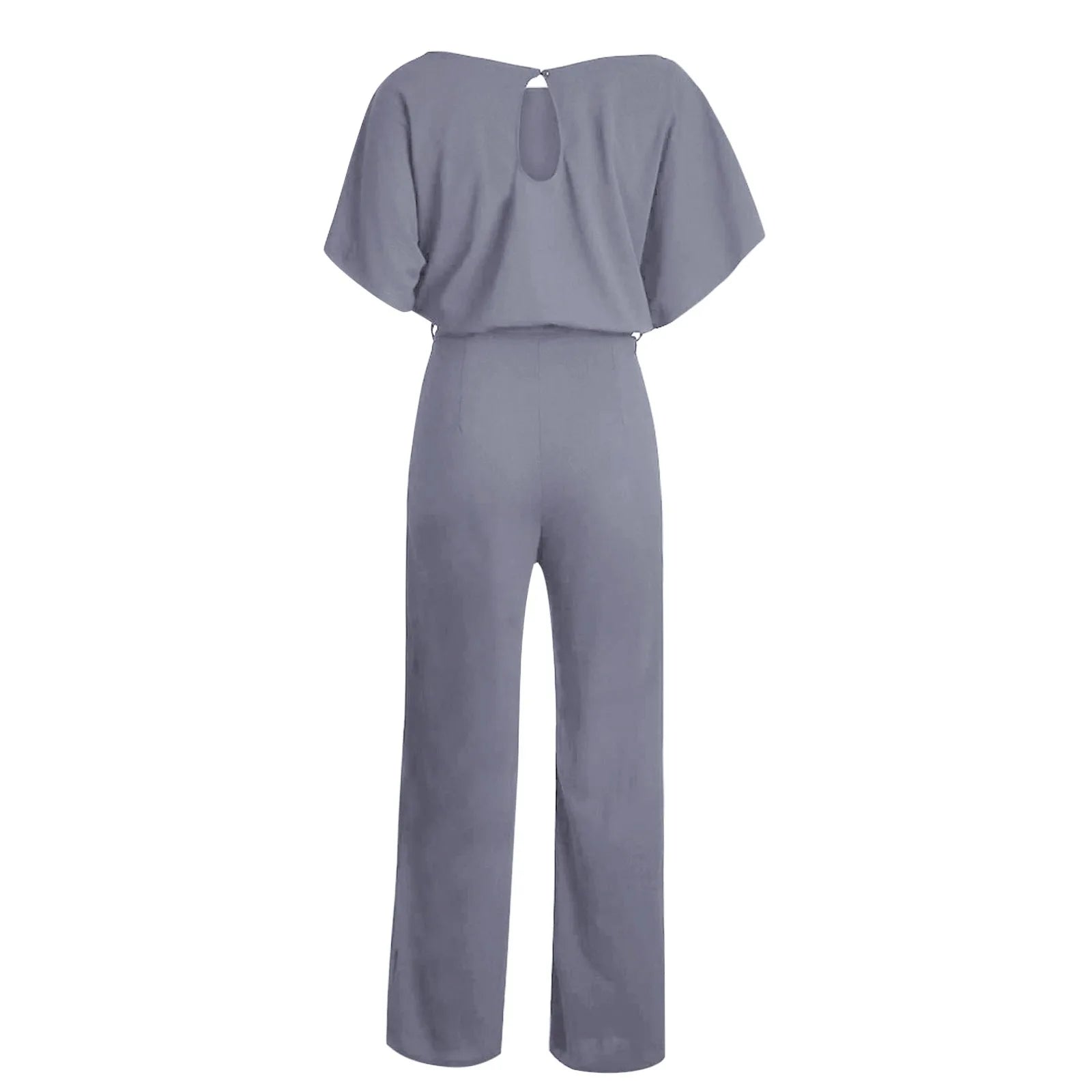 Chiara Jumpsuit | Elegante Damesjumpsuit met Rechte Pijpen, Vetersluiting en Ronde Hals