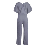 Chiara Jumpsuit | Elegante Damesjumpsuit met Rechte Pijpen, Vetersluiting en Ronde Hals