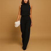 Aria dames jumpsuit – chique halter jumpsuit met wijde pijpen en strikdetail