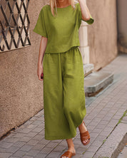 Andréa Set | Tweedelige Loungeset van Ademend Katoen-Linnen met Losse Pasvorm