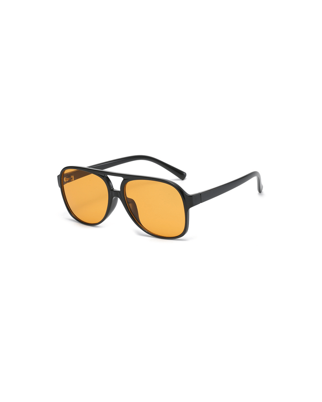 Zwarte Zonnebril met Oranje Lenzen en Aviator Frame, Dames - Maelen