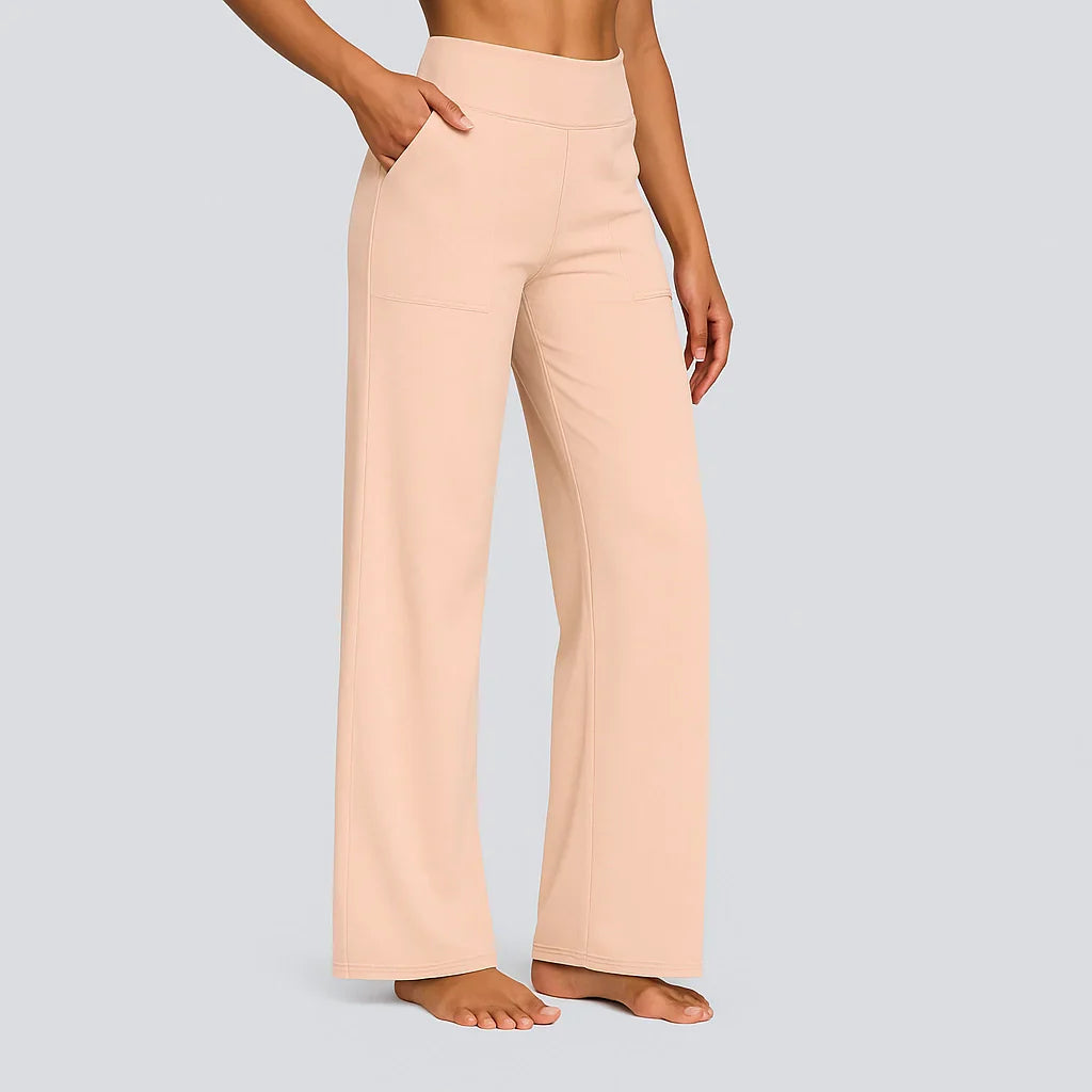 Lia Stretchbroek Dames met Comfortabele Pasvorm, Hoge Taille en Zachte Stretchstof - Zwart/Rood/Blauw