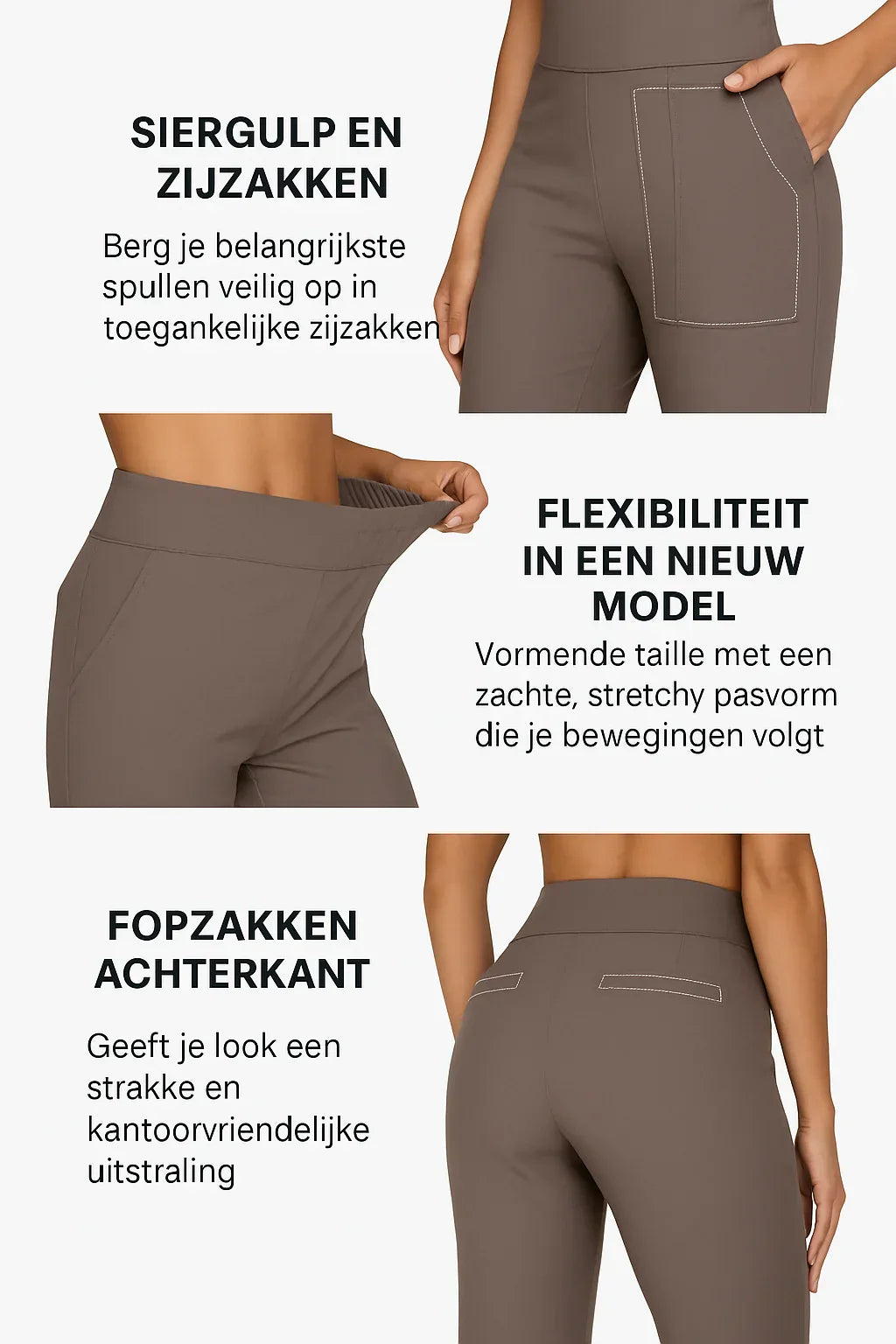 Lia Stretchbroek Dames met Comfortabele Pasvorm, Hoge Taille en Zachte Stretchstof - Zwart/Rood/Blauw