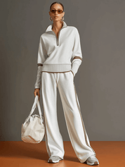 Tweedelige Retro set dames wide leg broek en sweater, co-ord set zomer - Luna Visconti