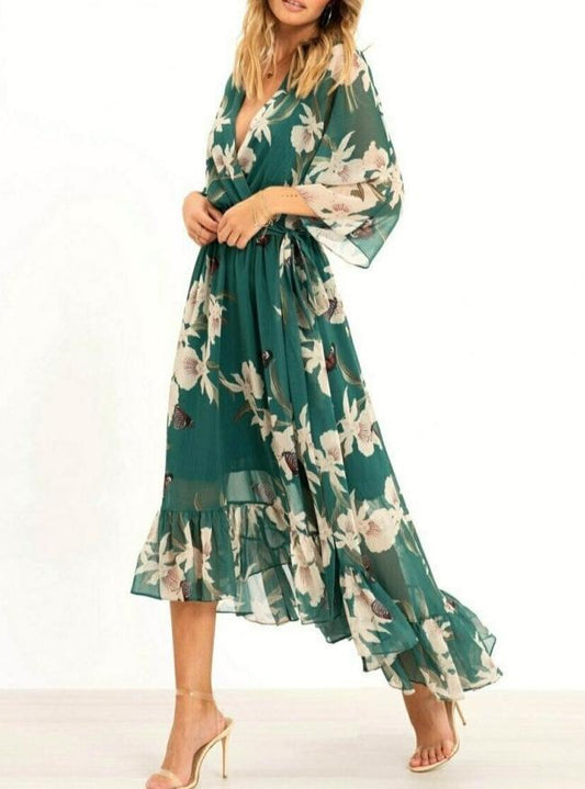 Vera Zomerjurk | Elegante Luchtige Jurk met Ruches en Tailleband