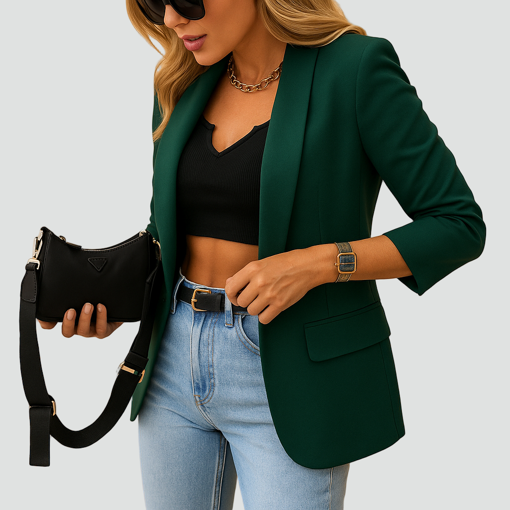 Longblazer Dames Getailleerd met Revers en Knoopsluiting, Elegant voor Kantoor - Claudia Neri