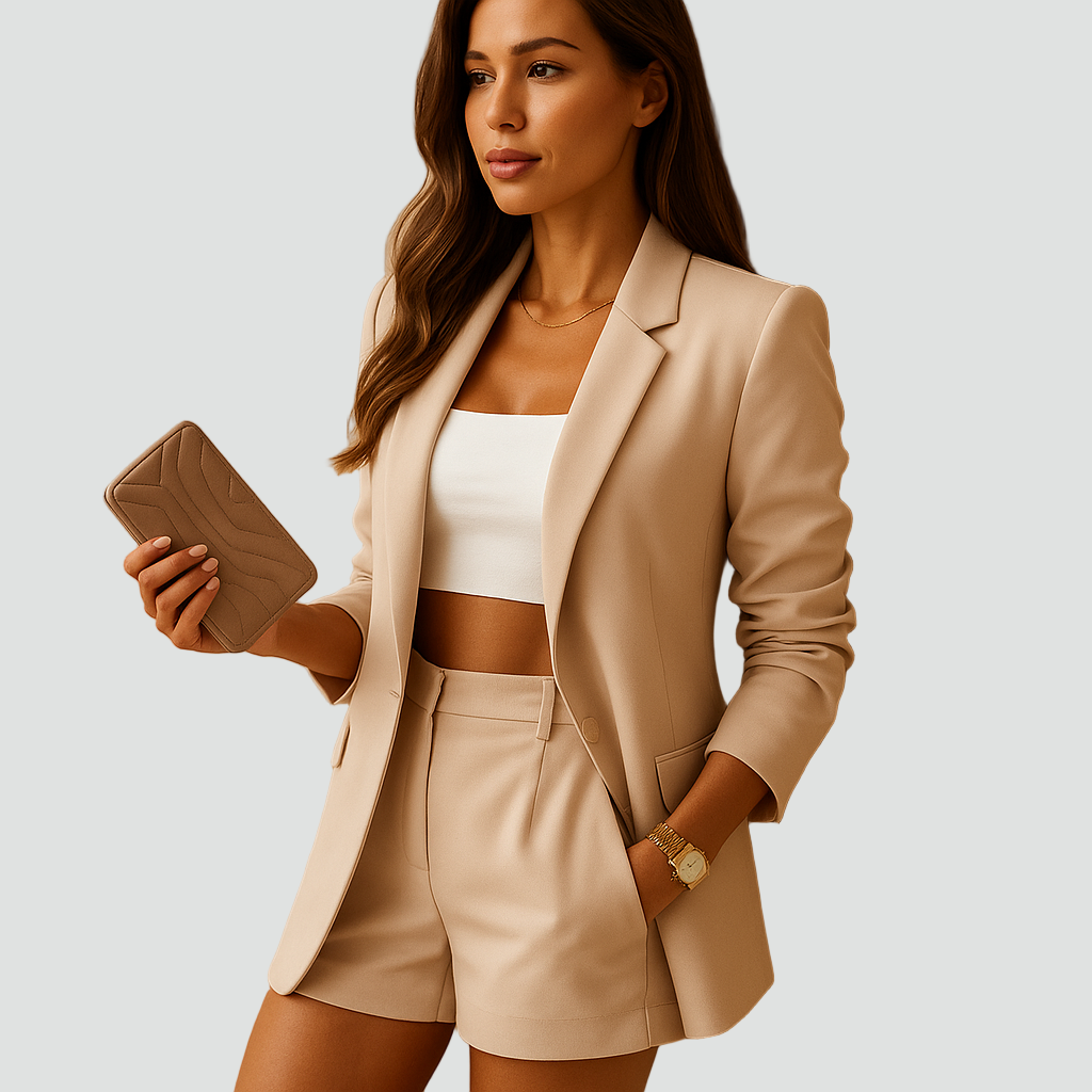 Longblazer Dames Getailleerd met Revers en Knoopsluiting, Elegant voor Kantoor - Claudia Neri