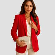 Longblazer Dames Getailleerd met Revers en Knoopsluiting, Elegant voor Kantoor - Claudia Neri