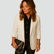 Longblazer Dames Getailleerd met Revers en Knoopsluiting, Elegant voor Kantoor - Claudia Neri