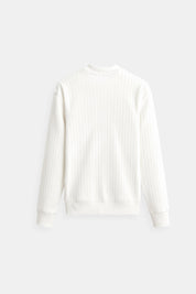 Liam Trui | Heren ribgebreide longsleeve van katoenmix met klassieke pasvorm