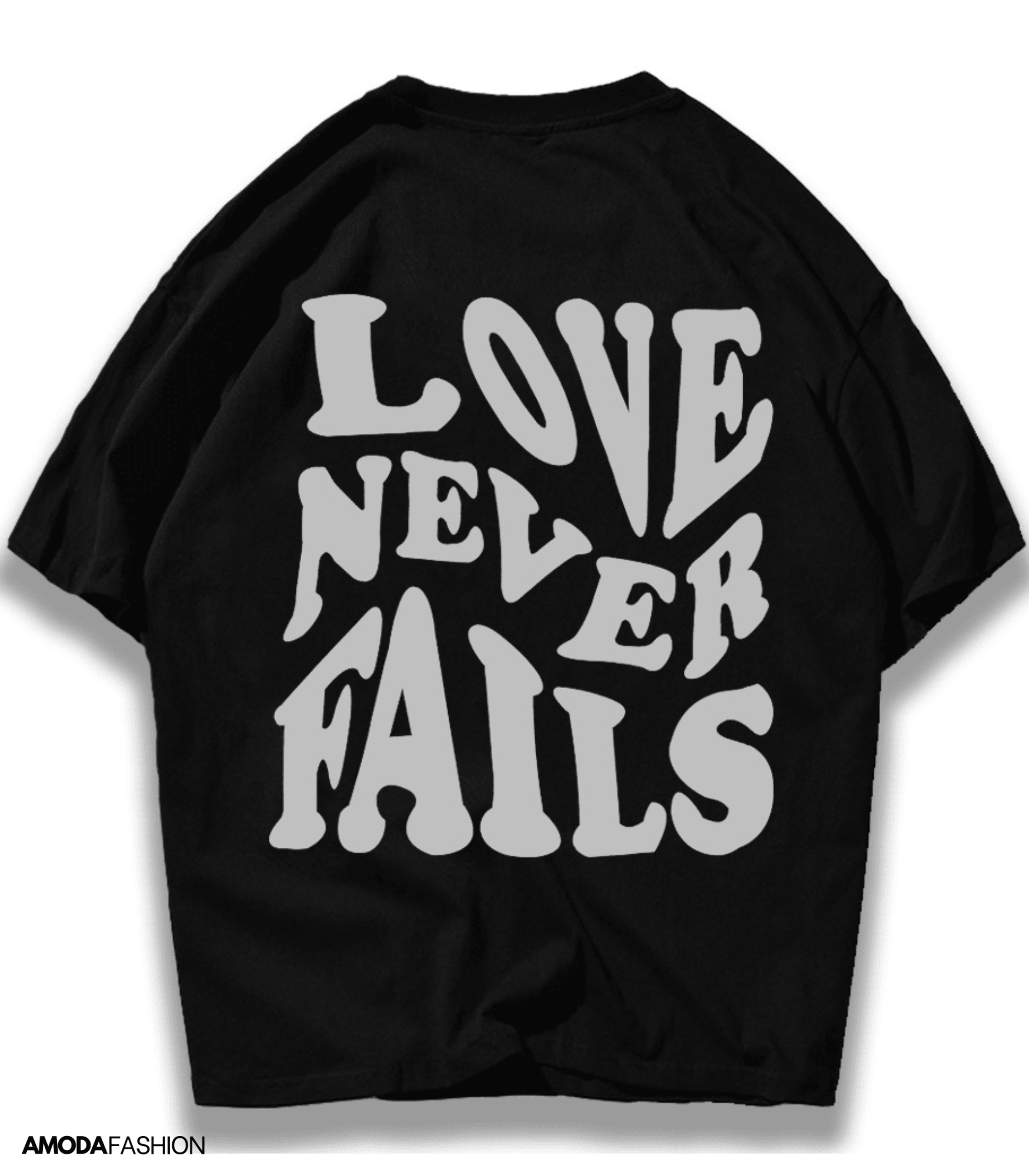 Aurora T-shirt | Comfortabel T-shirt met "Love Never Fails" Rugprint en Perfecte Pasvorm