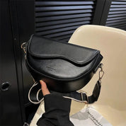 Dames Schoudertas Leer Look Verstelbare Band Compact - Zwart / Donkerbruin / Khaki - Maelen