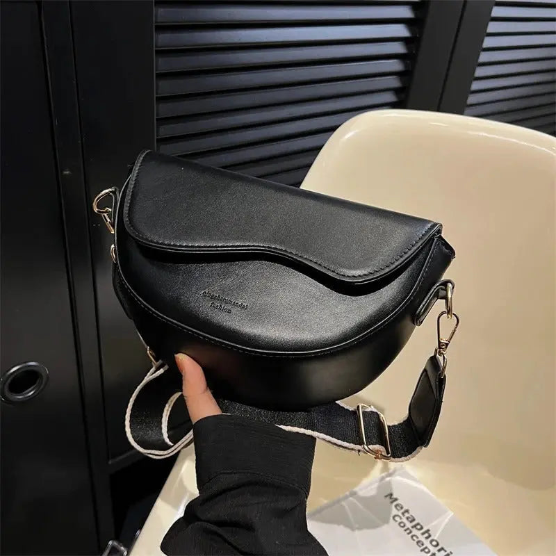 Dames Schoudertas Leer Look Verstelbare Band Compact - Zwart / Donkerbruin / Khaki - Maelen