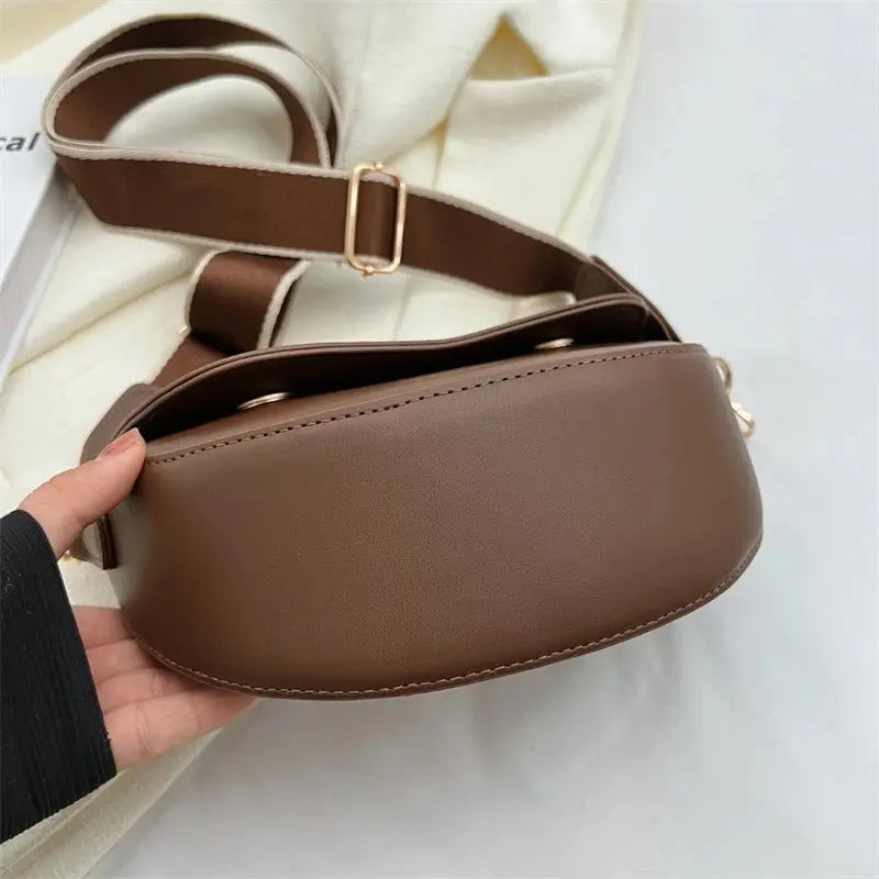 Dames Schoudertas Leer Look Verstelbare Band Compact - Zwart / Donkerbruin / Khaki - Maelen