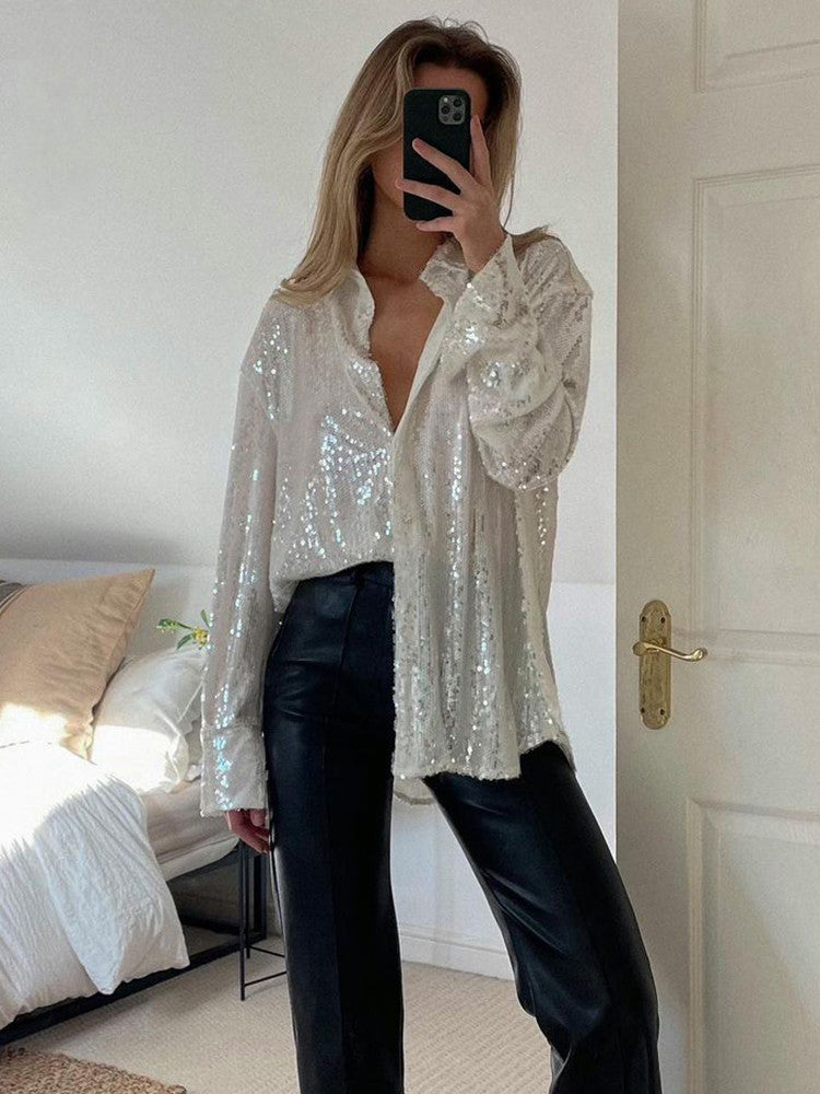 Sofia Oversized Blouse | Trendy Glansblouse met Comfortabele Fit en Oversized Look