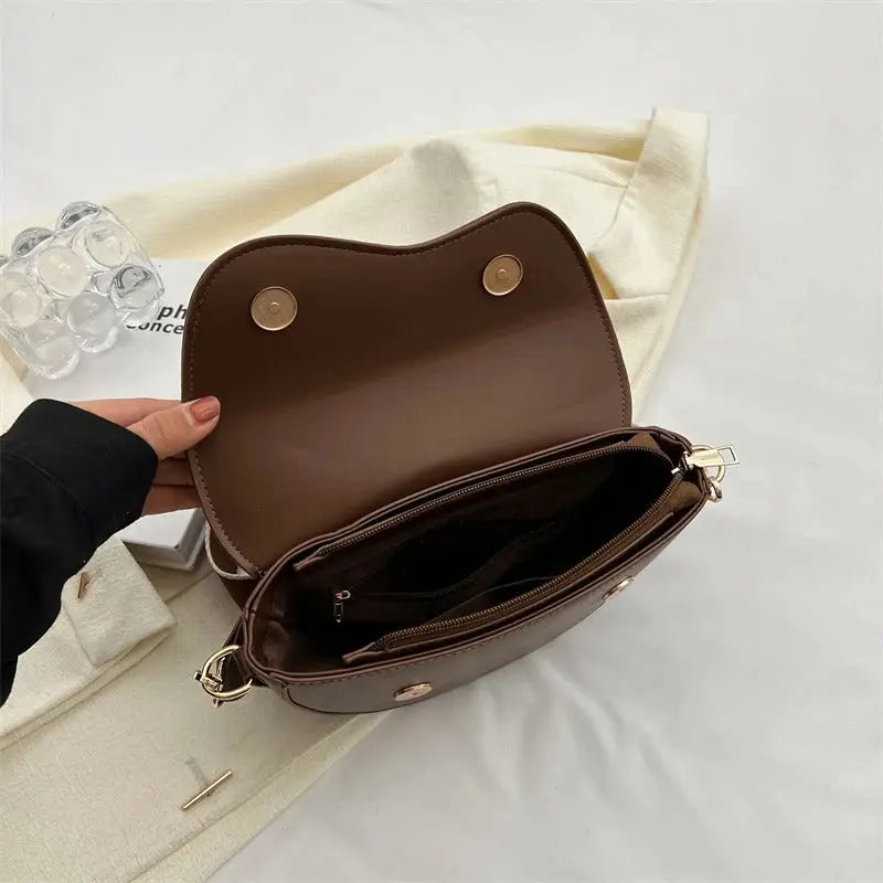 Dames Schoudertas Leer Look Verstelbare Band Compact - Zwart / Donkerbruin / Khaki - Maelen