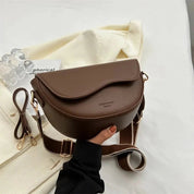 Dames Schoudertas Leer Look Verstelbare Band Compact - Zwart / Donkerbruin / Khaki - Maelen