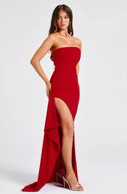 Strapless Maxi Jurk Dames Avond Feest Slanke Pasvorm - Zwart / Blauw / Rood - Maelen