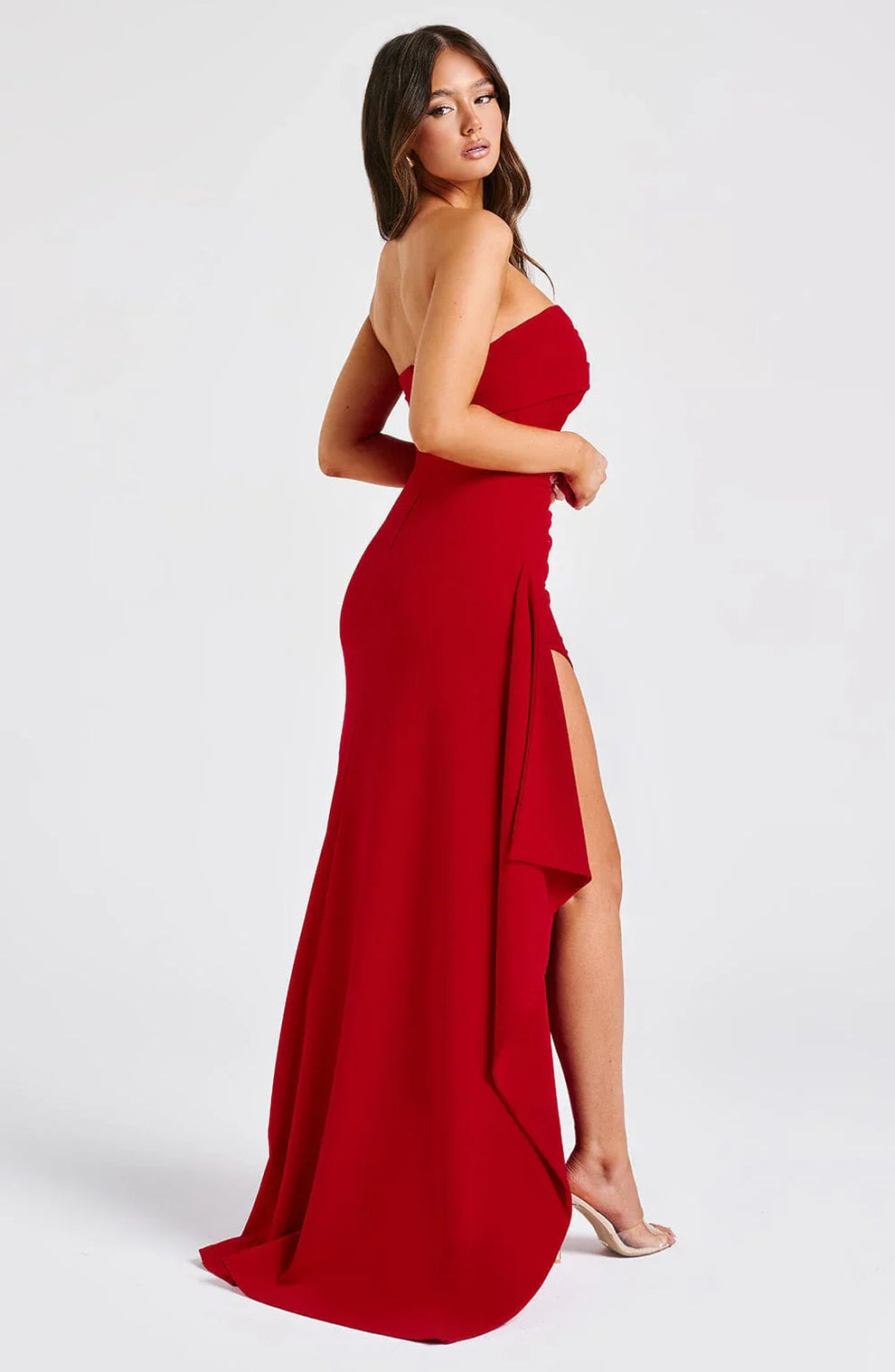 Strapless Maxi Jurk Dames Avond Feest Slanke Pasvorm - Zwart / Blauw / Rood - Maelen