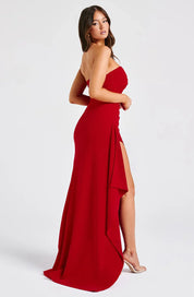 Strapless Maxi Jurk Dames Avond Feest Slanke Pasvorm - Zwart / Blauw / Rood - Maelen