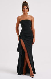 Strapless Maxi Jurk Dames Avond Feest Slanke Pasvorm - Zwart / Blauw / Rood - Maelen