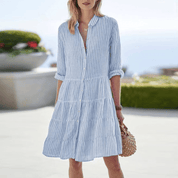 Dames A-lijn Jurk met Knopen Lente en Zomer Luchtig Casual - Groen / Lichtroze / Blauw - Maelen